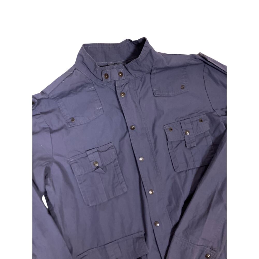 Blac Label Gunmetal Embroidered Chore Military Jacket Patches Zip Cargo Mens XL - Picture 2 of 6